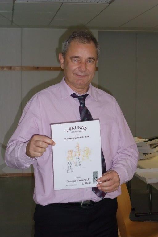 Vereinsmeister 2014 im Butzbacher Schachclub wurde Thomas Linsenbold